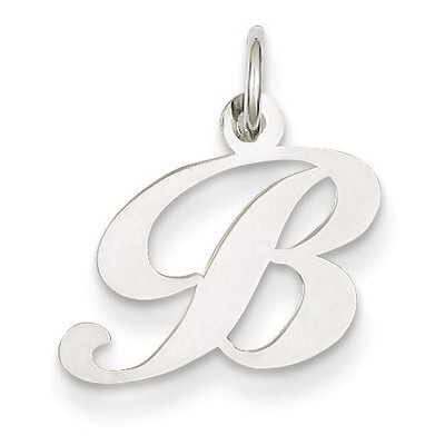 Small Fancy Script Initial B Charm 14k White Gold YC651B, MPN: YC651B, 191101634390
