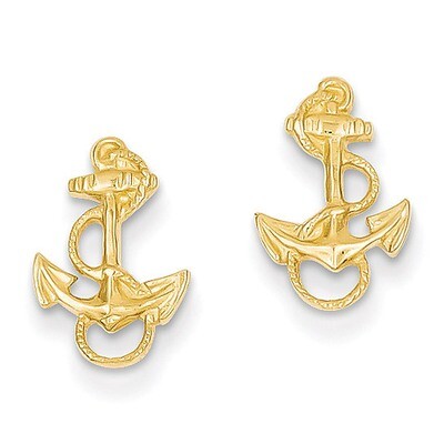 Anchor with Rope Trim Post Earrings 14k Gold K4504, MPN: K4504, 637218070992
