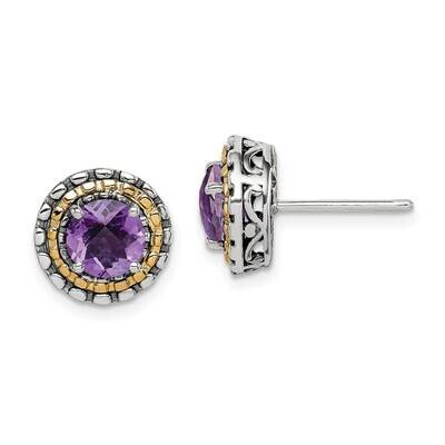Amethyst Earrings Sterling Silver with 14k Gold Polished QTC1568, MPN: QTC1568, 883957814162
