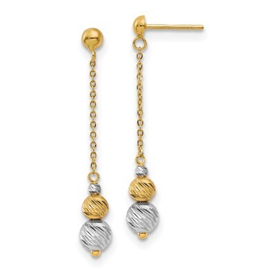 Leslie&#39;s Textured Dangle Earrings 14k Two-tone Gold Polished HB-LE1588, MPN: LE1588, 191101759451