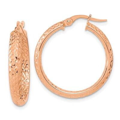 Rose Polished and Diamond-Cut Fancy Hoop Earrings 14k Gold TC1024R, MPN: TC1024R, 883957982458