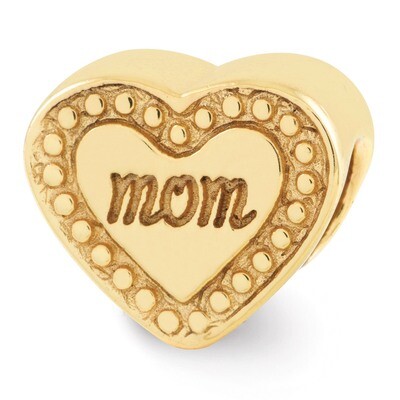 Gold-plated Mom Heart Bead - Sterling Silver QRS1652GP, MPN: QRS1652GP, 883957585383