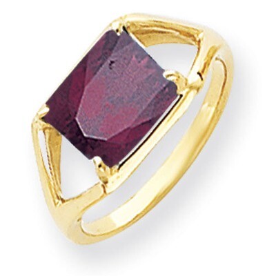 9x7mm Emerald Cut Rhodolite Garnet Ring 14k Gold Y4538RG, MPN: Y4538RG, 883957440118