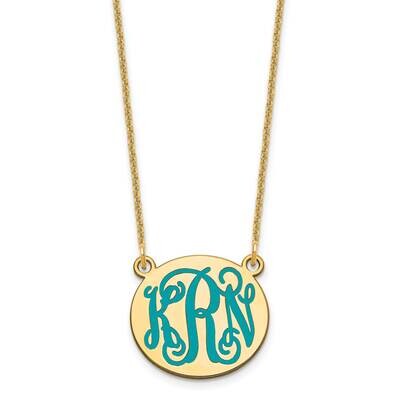 Small Polished Epoxied Letter Circle Monogram Necklace 14k Gold XNA583Y, MPN: XNA583Y,