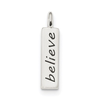 Enameled BELIEVE Pendant Sterling Silver Polished QC9213, MPN: QC9213, 886774120102