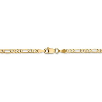 28 Inch 2.75mm Flat Figaro Chain 14k Yellow Gold FFL070-28, MPN: FFL070-28, 191101833175