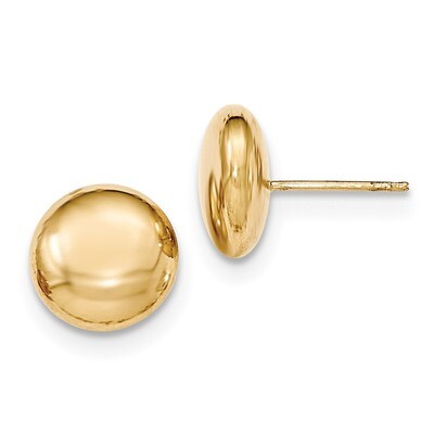12mm Button Post Earrings 14k Gold Polished H1028, MPN: H1028, 658226130287