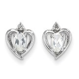 White Topaz Diamond Earring 14k White Gold Genuine XBS452, MPN: XBS452, 883957469638