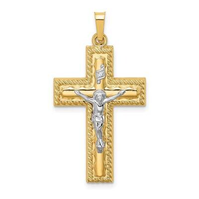 Hollow Polished Rope Edge Latin Crucifix 14k Two-tone Gold XR1857, MPN: XR1857, 883957326665
