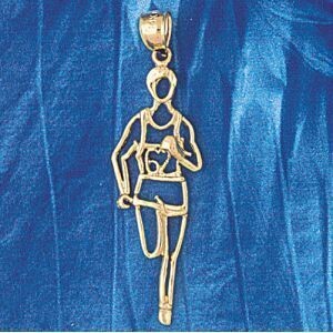 Dazzlers Jewelry Running Figure Pendant Necklace Charm Bracelet in Yellow, White or Rose Gold 3595,…