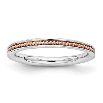 Pink-plated Channeled Ring Sterling Silver QSK1621, MPN: QSK1621, 886774251172