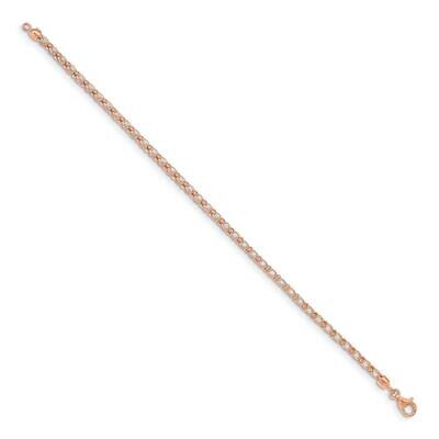 7.25 Inch Rose-tone Enclosed CZ Diamond Chain Bracelet Sterling Silver QG5019-7.25, MPN: QG5019-7.2…