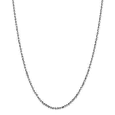 2.5mm Regular Rope Chain 26 Inch 14k White Gold W018S-26, MPN: W018S-26, 883957165561