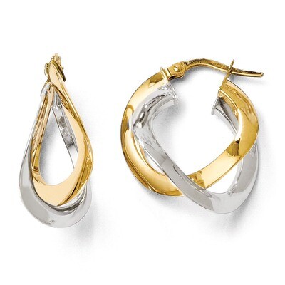 Leslie&#39;s Polished Twisted Double Hoop Earrings - 14k Gold Two-tone HB-LE411, MPN: LE411, 8839575321…