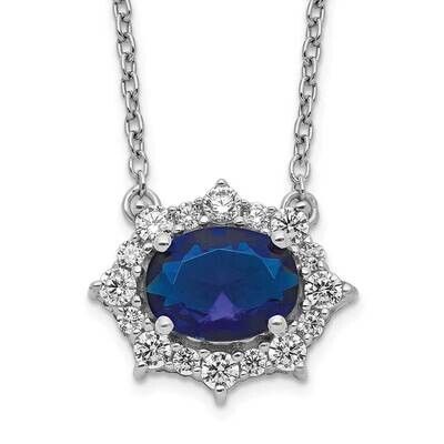 Diamond and Oval Sapphire 18 Inch Necklace 14k White Gold PM4028-SA-038-WA-18, MPN: PM4028-SA-038-W…