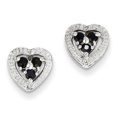 Sapphire Heart Earrings Sterling Silver Rhodium-plated Diamond QE9948S, MPN: QE9948S, 883957480497