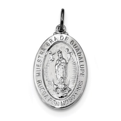 Spanish Lady of Guadalupe Medal Pendant Sterling Silver Rhodium-plated QC9119, MPN: QC9119, 8839573…