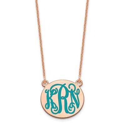 Polished Epoxied Letter Circle Monogram Necklace 14k Rose Gold Small XNA583R, MPN: XNA583R,