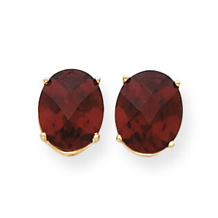 10x8mm Oval Garnet Checker Earrings 14k Gold XE90GC, MPN: XE90GC, 883957108926
