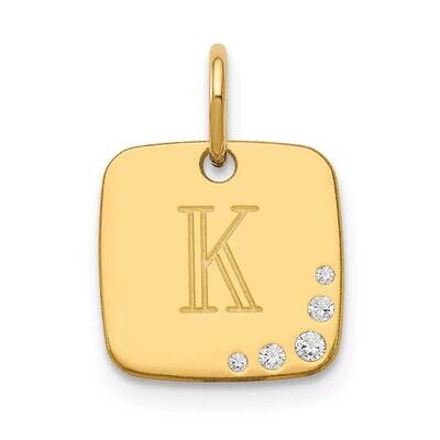 Cushion Initial with Diamonds Charm 14k Gold XNA1384Y, MPN: XNA1384Y,