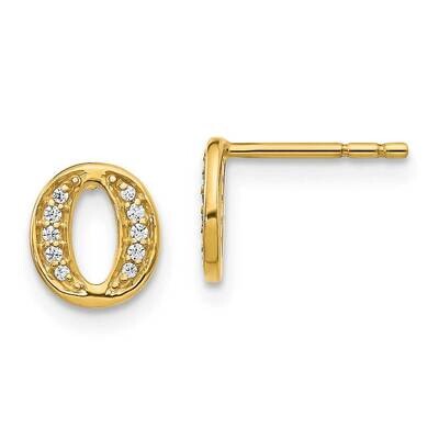 Initial O Earrings 14k Gold Diamond EM4170O-007-YA, MPN: EM4170O-007-YA, 883957376691