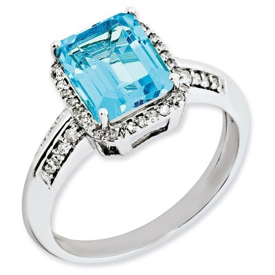 Light Swiss Blue Topaz Ring Sterling Silver Diamond QR3052LSBT, MPN: QR3052LSBT, 883957634555