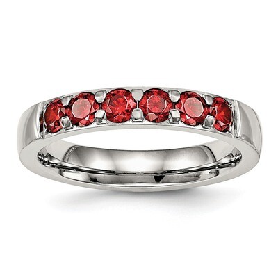 Red CZ Diamond 4.00mm Band Stainless Steel Polished SR527, MPN: SR527, 191101558900