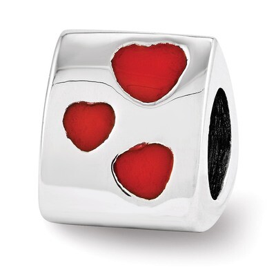Red Enameled Love You Bead - Sterling Silver QRS3546, MPN: QRS3546, 191101195549