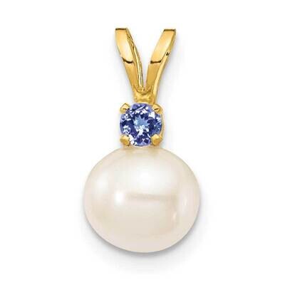 7-7.5mm White Round Freshwater Cultured Pearl Tanzanite Pendants 14k Gold XF741_TZ, MPN: XF741_TZ, …