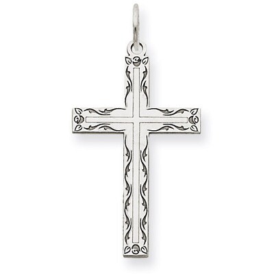 Laser Designed Cross Pendant 14k White Gold XR1013, MPN: XR1013, 886774131023