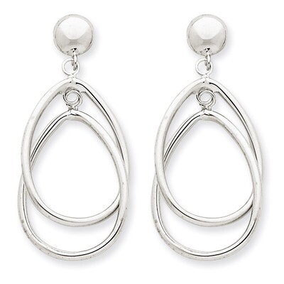Polished Oval Dangle Post Earrings 14k White Gold TL130, MPN: TL130, 191101372100