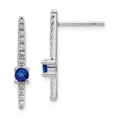 Sapphire Fancy Earrings 14k White Gold Diamond EM3876-SA-050-WA, MPN: EM3876-SA-050-WA, 191101836411
