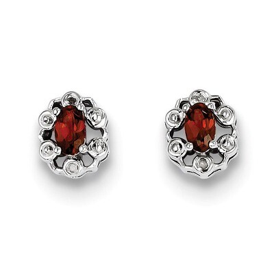 Garnet &amp; Diamond January Earrings Sterling Silver QBE22JAN, MPN: QBE22JAN, 883957597232
