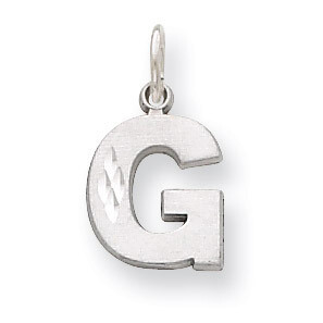 Diamond-cut Initial G Charm 14k White Gold Solid Satin D1282G, MPN: D1282G, 883957862934