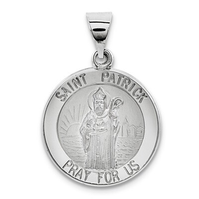 Polished and Satin Saint Patrick Medal Pendant 14k White Gold XR1374, MPN: XR1374, 883957421889