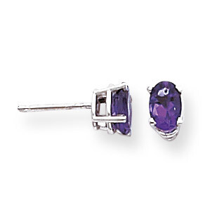 6x4mm Oval Amethyst Earrings 14k White Gold XE86WAM, MPN: XE86WAM, 883957106571