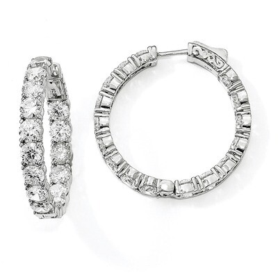 CZ In &amp; Out Round Hoop Earrings Sterling Silver Rhodium-plated QE12993, MPN: QE12993, 886774088204