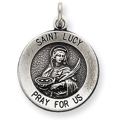 Saint Lucy Medal Antiqued Sterling Silver QC5696, MPN: QC5696, 191101183690