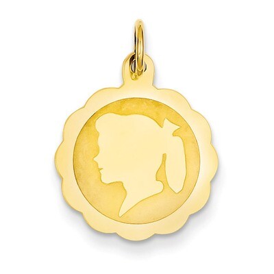 Girl Head on .018 Gauge Engravable Scalloped Disc Charm 14k Gold XM84/18, MPN: XM84/18, 883957416861