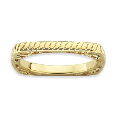Sterling Silver Polished Gold-plate Square Ring QSK775-5
