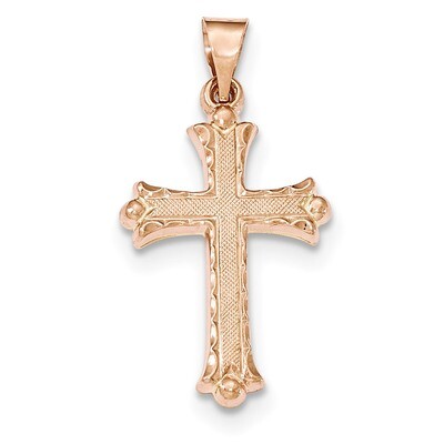 Brushed and Polished Budded Cross Pendant 14k Rose Gold XR1460, MPN: XR1460, 191101459870