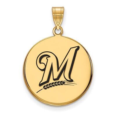 Milwaukee Brewers Large Enamel Disc Pendant Gold-plated Silver GP016BRE, MPN: GP016BRE, 886774919393