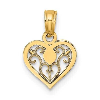 Filigree Heart Pendant 14k Gold Polished K7103, MPN: K7103, 637218151288