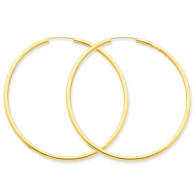 Round Endless 2mm Hoop Earrings 14k Gold Polished H986, MPN: H986, 883957900803