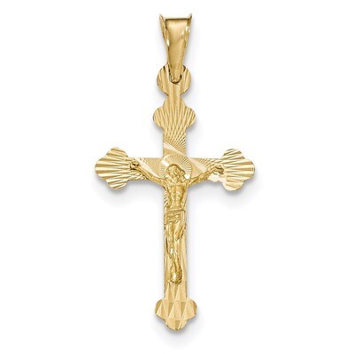 Satin and Diamond -cut Crucifix Pendant 14k Gold Polished K5554, MPN: K5554, 191101459252