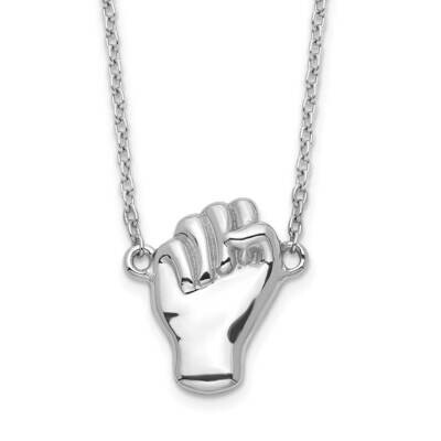 Fist Necklace 18 Inch Sterling Silver Rhodium-Plated QG6158-18, MPN: QG6158-18, 196904163139