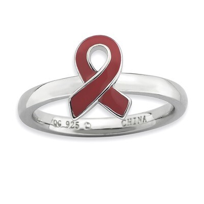 Red Enameled Awareness Ribbon Ring - Sterling Silver QSK940, MPN: QSK940, 886774231129