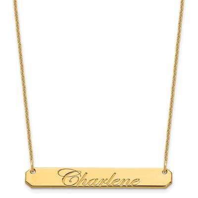 Polished Edwardian Script Bar Necklace 14k Gold Medium XNA1220Y, MPN: XNA1220Y,