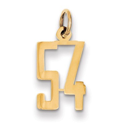 Number 54 Charm 14k Gold Small Polished Elongated LES54, MPN: LES54, 883957132662