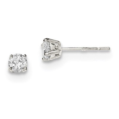 CZ Diamond Post Earrings Sterling Silver Polished QE12182, MPN: QE12182, 883957781112